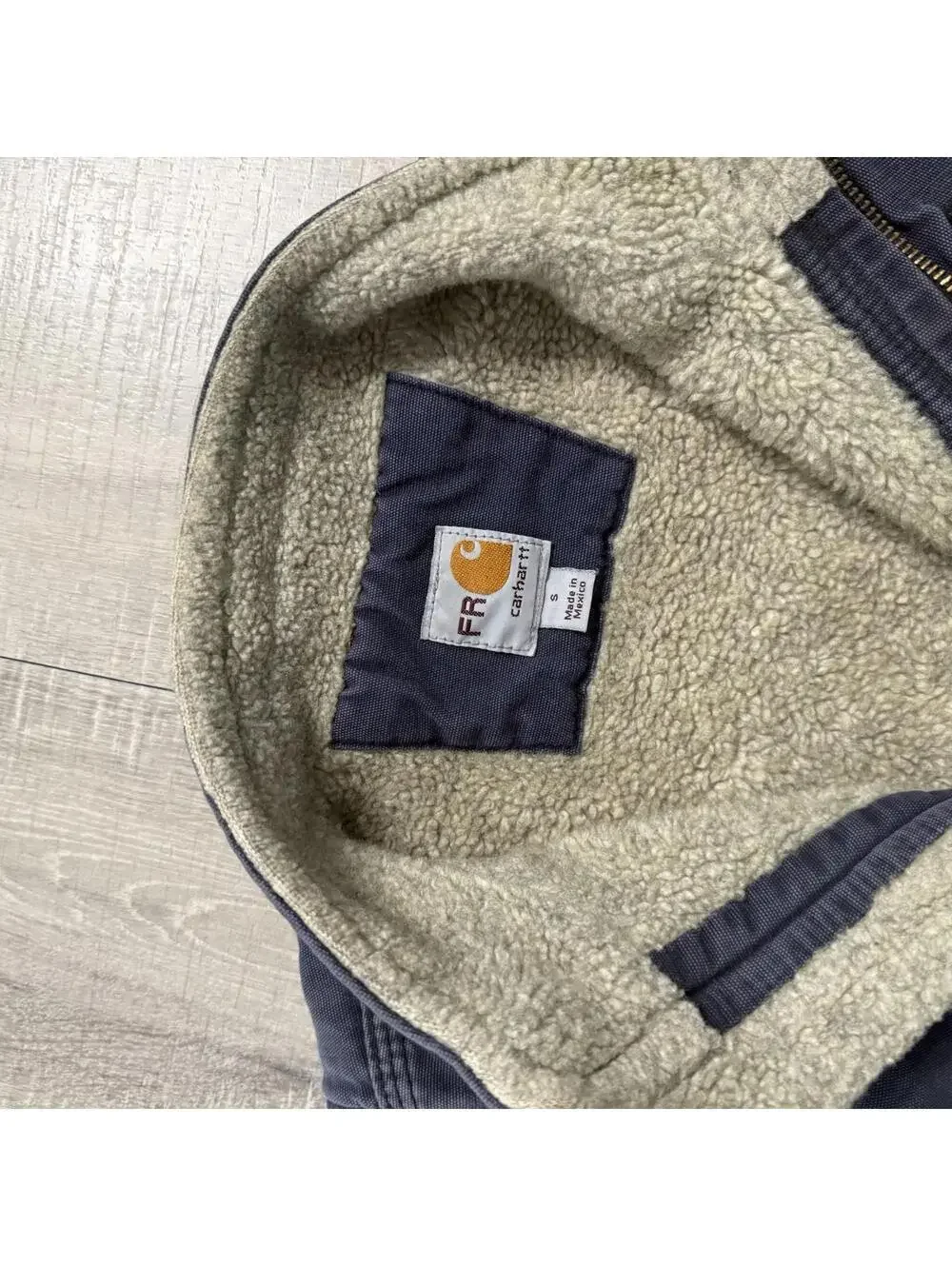 Carhartt Vest Mens Small Blue Flame Resistant Mock Neck Sherpa Lined Safety